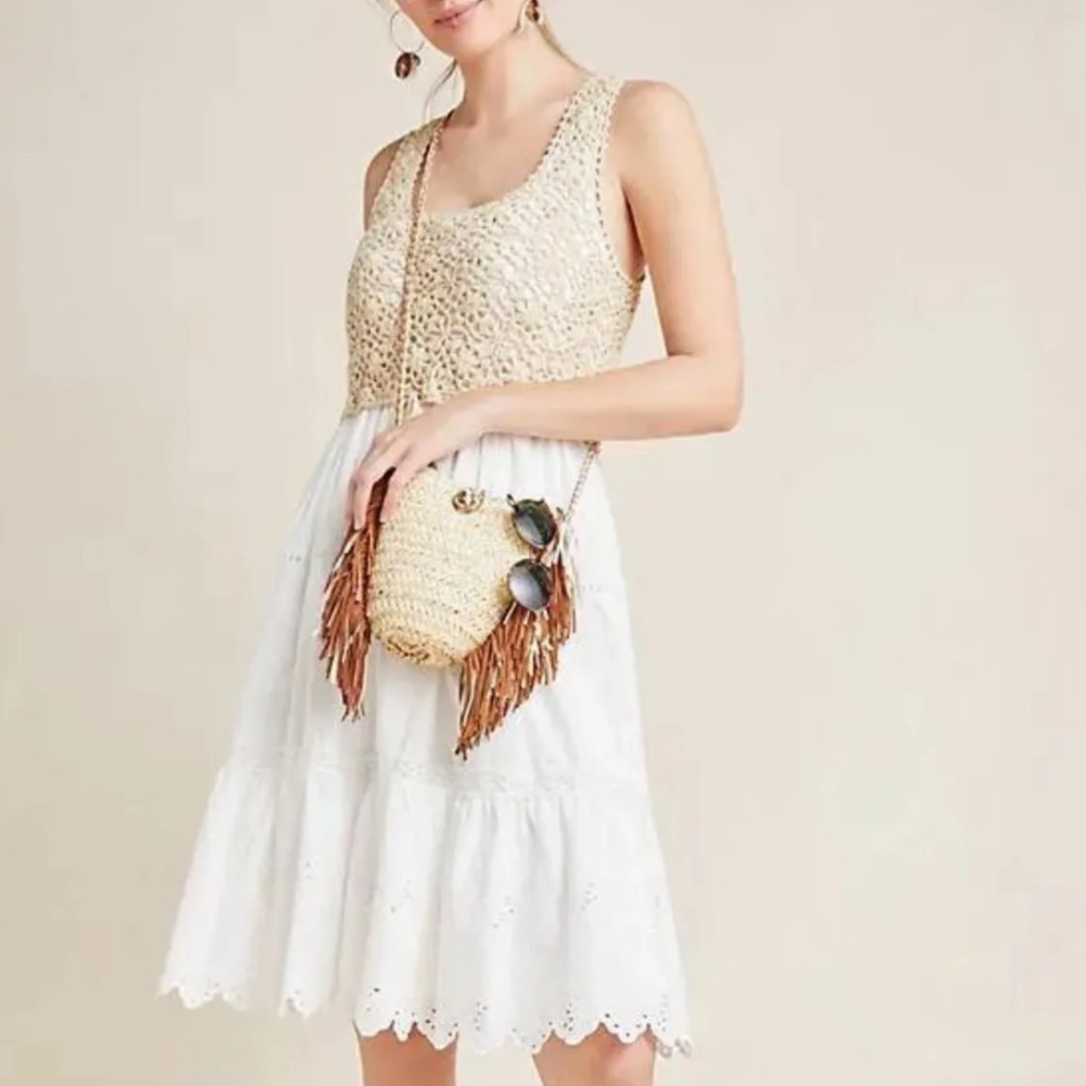 Crochet tank over lace dress M